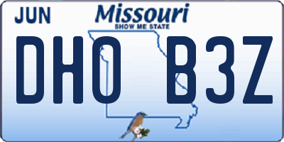 MO license plate DH0B3Z