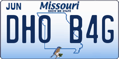 MO license plate DH0B4G