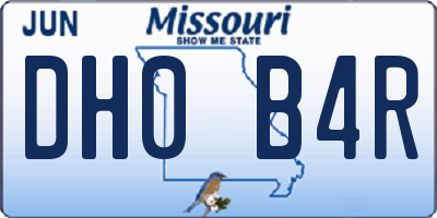 MO license plate DH0B4R