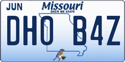 MO license plate DH0B4Z
