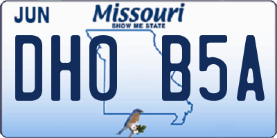MO license plate DH0B5A