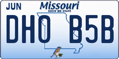 MO license plate DH0B5B