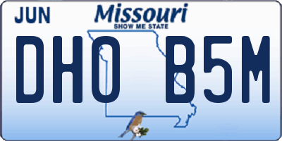 MO license plate DH0B5M