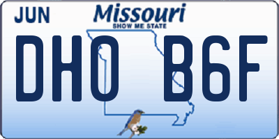 MO license plate DH0B6F