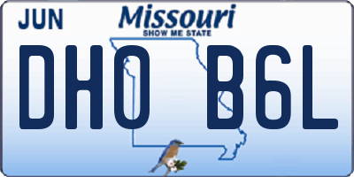 MO license plate DH0B6L
