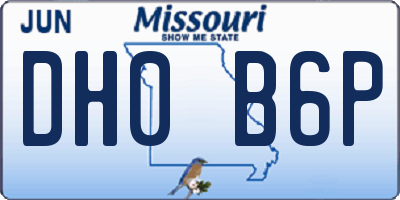 MO license plate DH0B6P