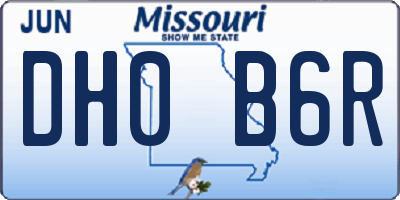 MO license plate DH0B6R