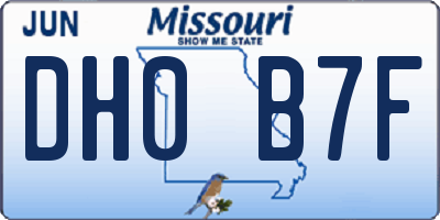 MO license plate DH0B7F