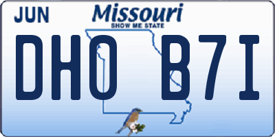MO license plate DH0B7I