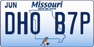 MO license plate DH0B7P