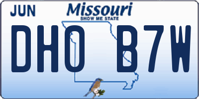 MO license plate DH0B7W