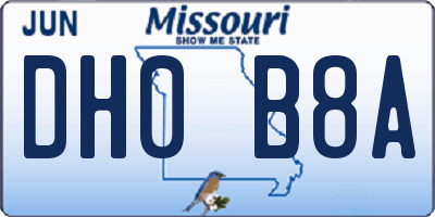 MO license plate DH0B8A
