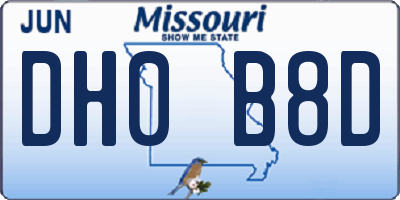 MO license plate DH0B8D