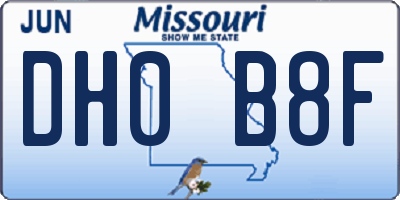 MO license plate DH0B8F
