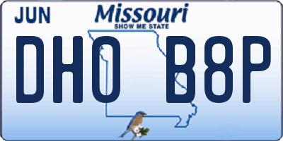 MO license plate DH0B8P