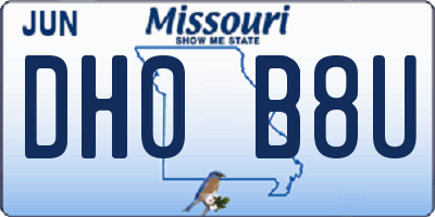 MO license plate DH0B8U