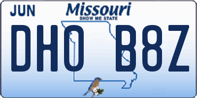 MO license plate DH0B8Z