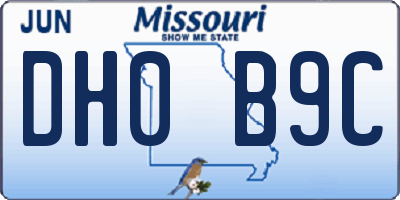 MO license plate DH0B9C