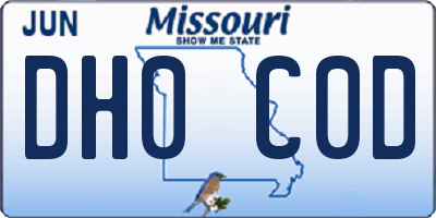 MO license plate DH0C0D