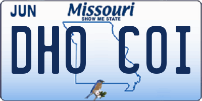 MO license plate DH0C0I