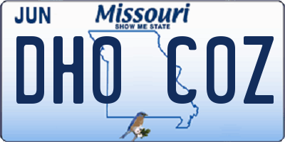 MO license plate DH0C0Z