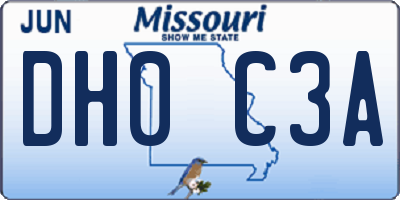 MO license plate DH0C3A