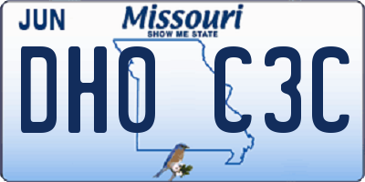 MO license plate DH0C3C