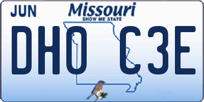 MO license plate DH0C3E