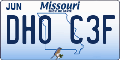 MO license plate DH0C3F