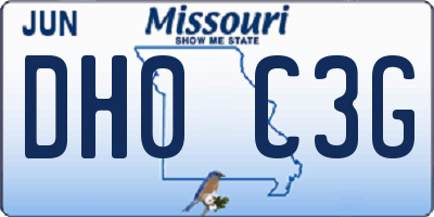 MO license plate DH0C3G