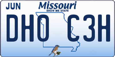 MO license plate DH0C3H