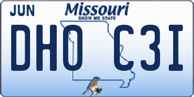 MO license plate DH0C3I