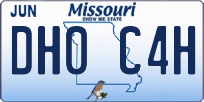 MO license plate DH0C4H