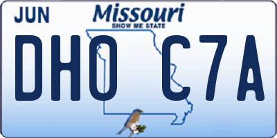 MO license plate DH0C7A