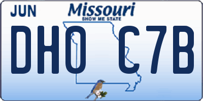 MO license plate DH0C7B
