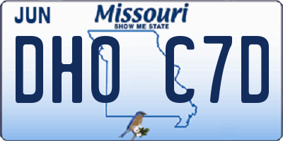 MO license plate DH0C7D