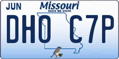 MO license plate DH0C7P