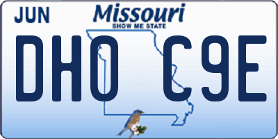 MO license plate DH0C9E