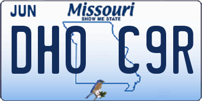 MO license plate DH0C9R