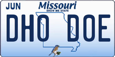 MO license plate DH0D0E