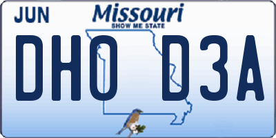 MO license plate DH0D3A