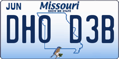 MO license plate DH0D3B