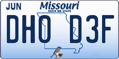MO license plate DH0D3F