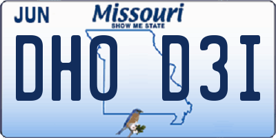 MO license plate DH0D3I