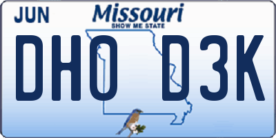 MO license plate DH0D3K
