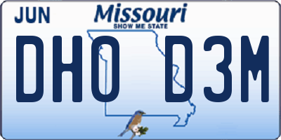 MO license plate DH0D3M