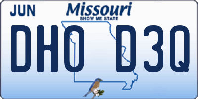 MO license plate DH0D3Q
