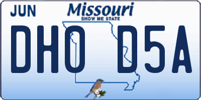 MO license plate DH0D5A