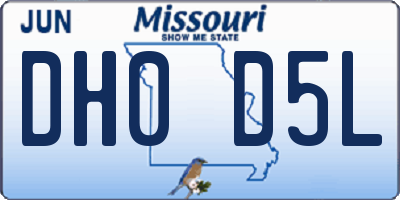MO license plate DH0D5L