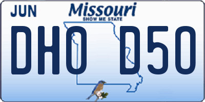 MO license plate DH0D5O